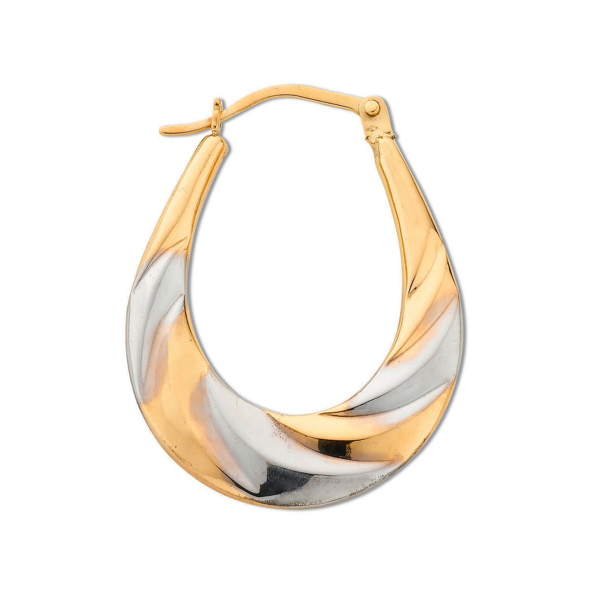 Yellow Gold &amp; White Gold Oval Hoop Earrings