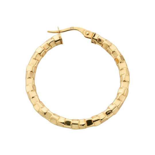 Yellow Gold 31.2mm Fancy Hoop Earrings