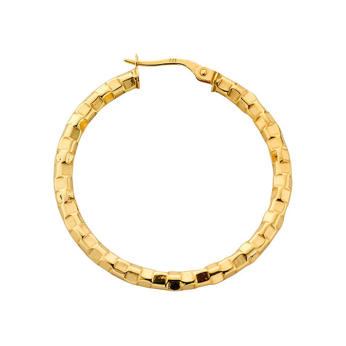 Yellow Gold 36.3mm Fancy Hoop Earrings