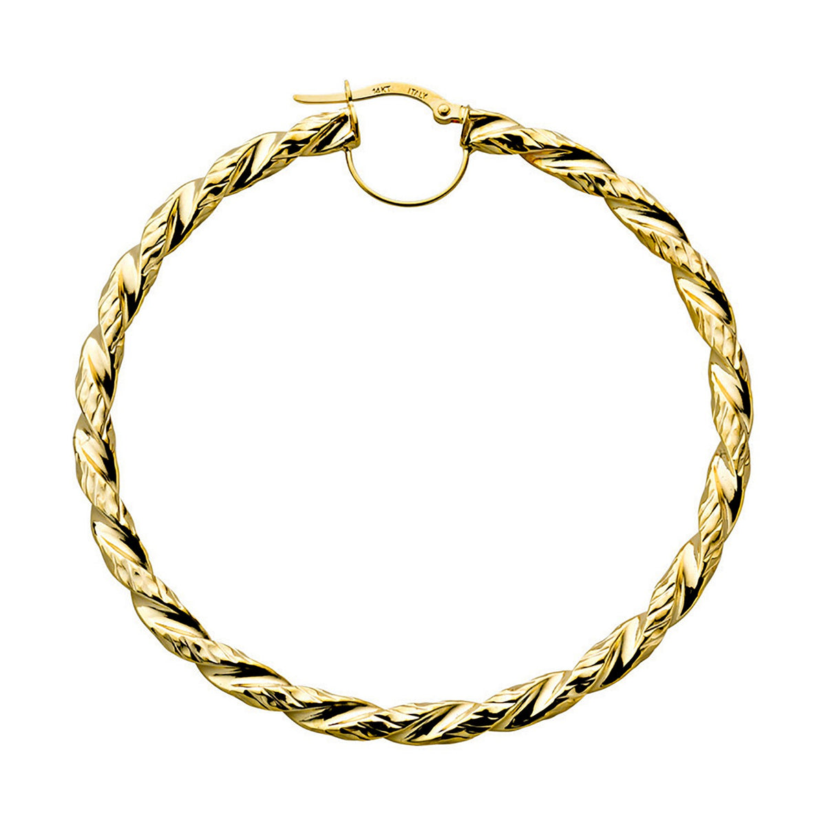 Yellow Gold 48.8mm Fancy Twisted Hoop Earrings