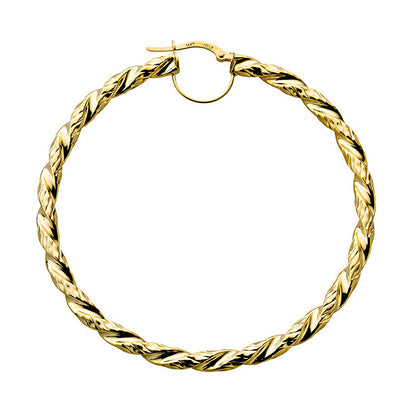 Yellow Gold 48.8mm Fancy Twisted Hoop Earrings