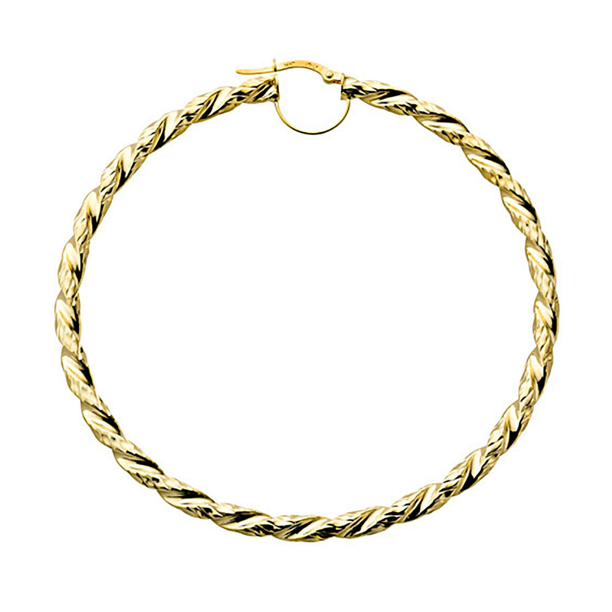 Yellow Gold 67.4mm Fancy Twisted Hoop Earrings