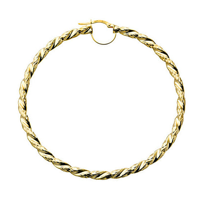 Yellow Gold 67.4mm Fancy Twisted Hoop Earrings