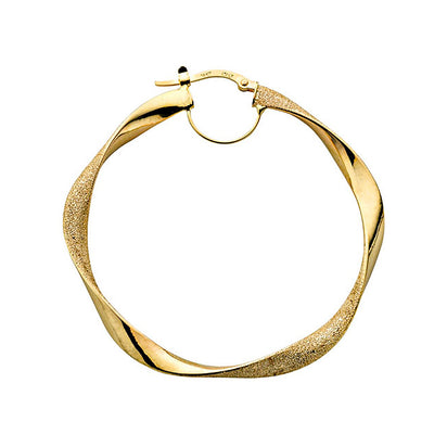Yellow Gold 47.4mm Frosted Twisted Hoop Earrings