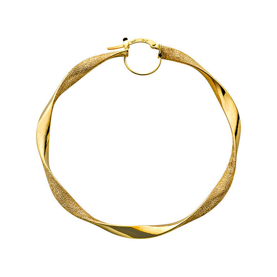 Yellow Gold 57.2mm Frosted Twisted Hoop Earrings