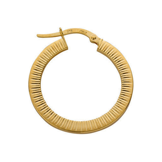 Yellow Gold D/C 26.4mm Hoop Earrings