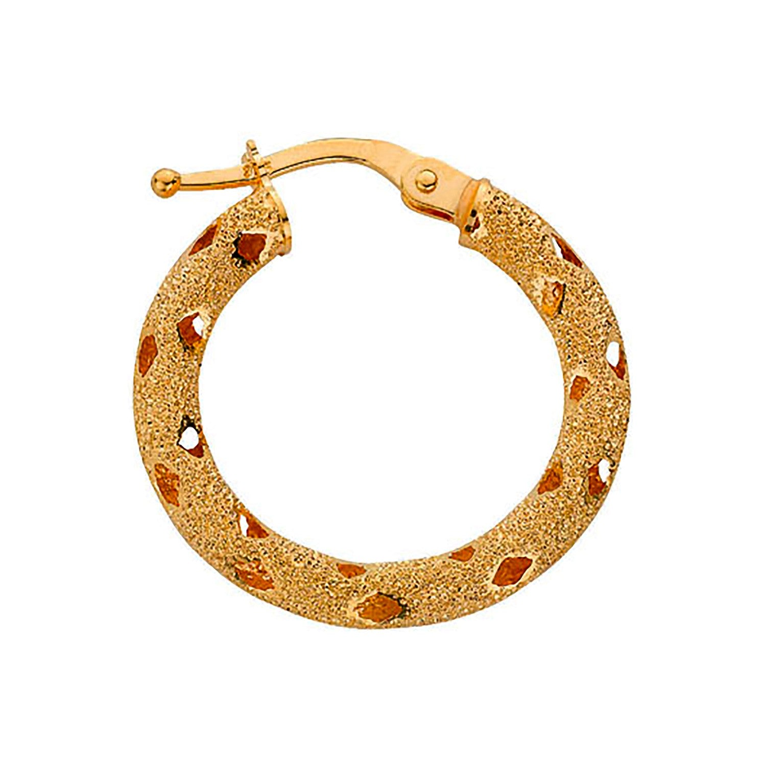 Yellow Gold 20.5mm Frosted Hoop Earrings