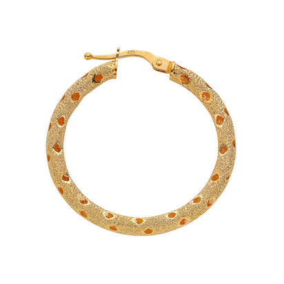 Yellow Gold 31.4mm Frosted Hoop Earrings