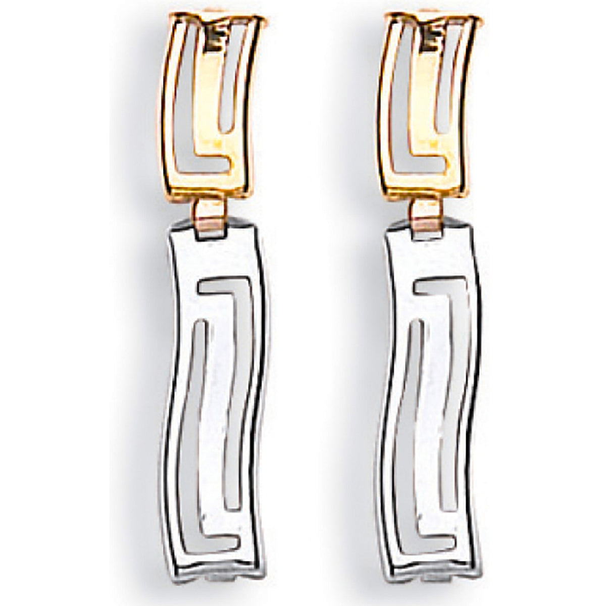 Yellow Gold &amp; White Gold Greek Key Style Drops