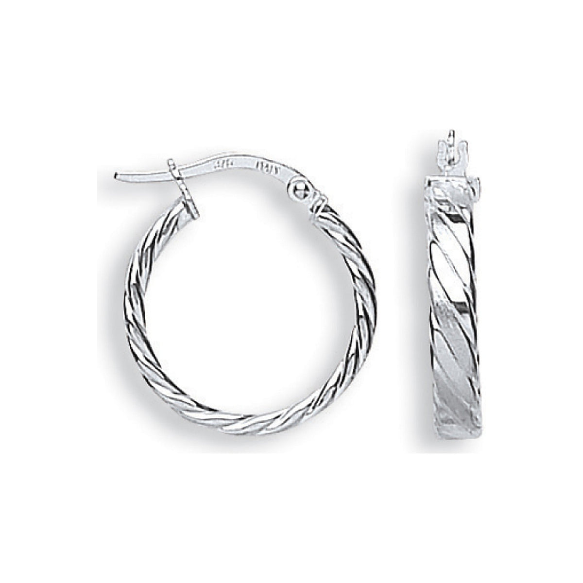White Gold Fancy Twisted Hoop Earrings