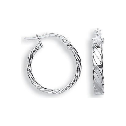 White Gold Fancy Twisted Hoop Earrings