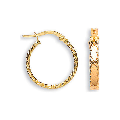 Yellow Gold Twisted Hoop Earrings