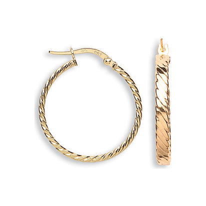 Yellow Gold Twisted Hoop Earrings