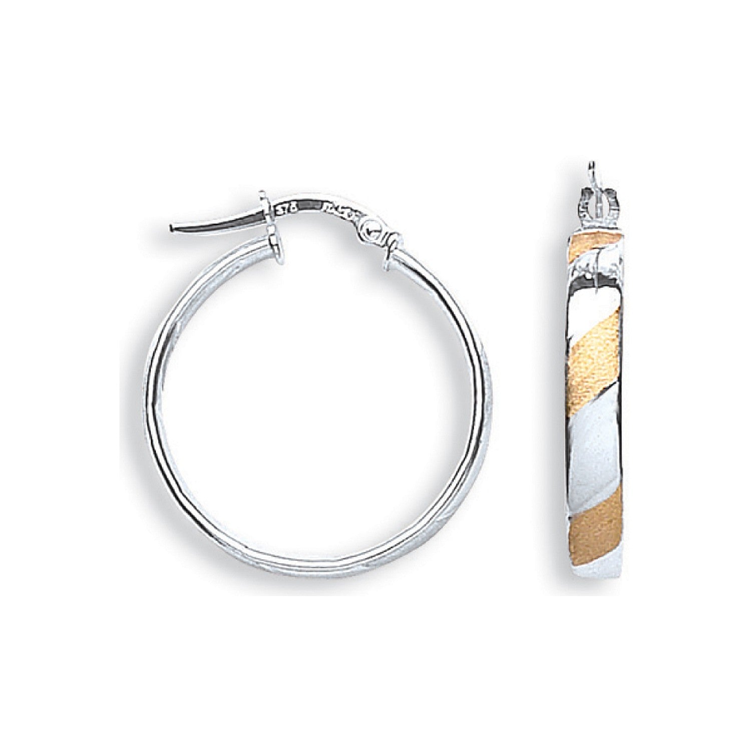 White Gold & Yellow Gold 24mm Twisted Hoop Earrings