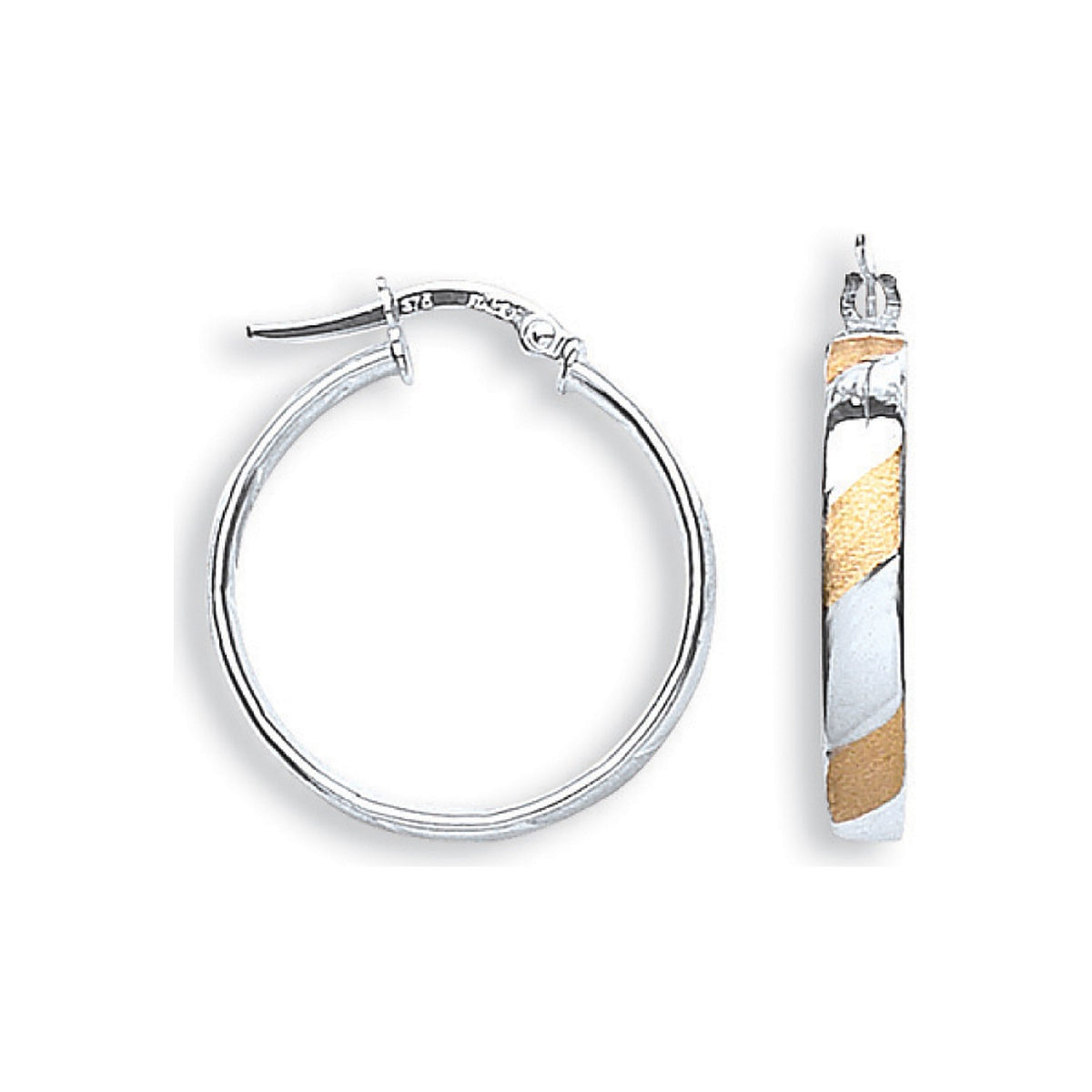 White Gold &amp; Yellow Gold 24mm Twisted Hoop Earrings