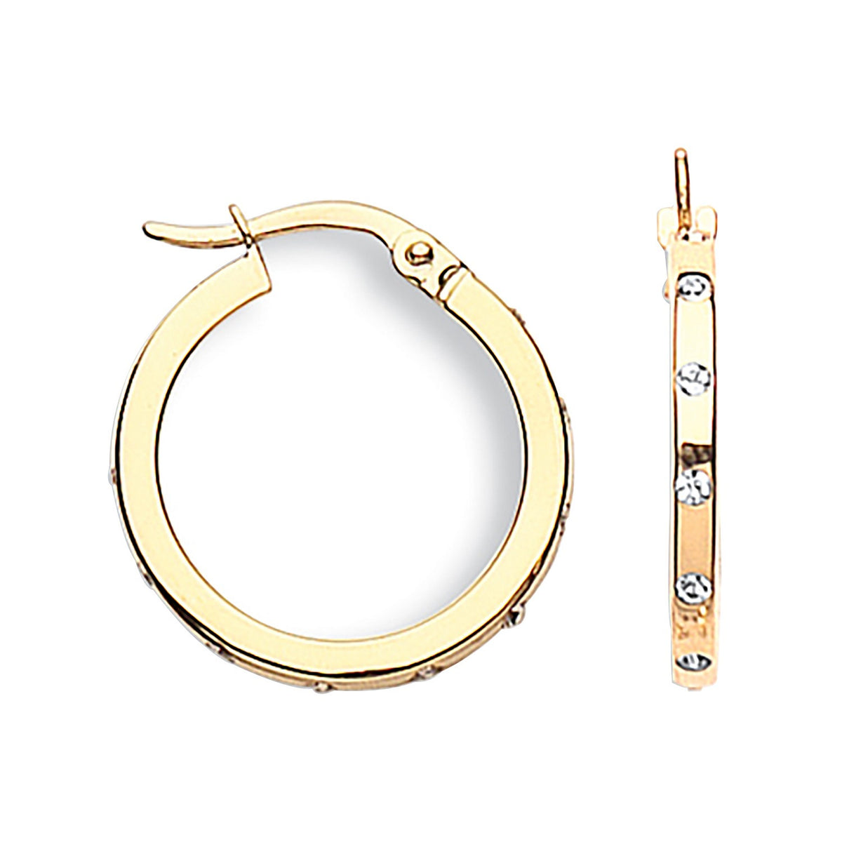 Yellow Gold Cz Hoop Earrings