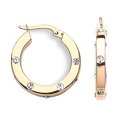 Yellow Gold Cz Hoop Earrings