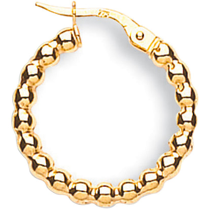 Yellow Gold Fancy Beaded 20.8mm Hoop Earrings
