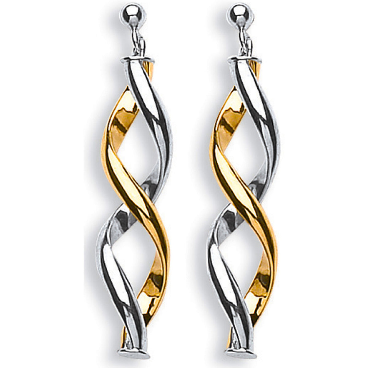 Yellow Gold &amp; White Gold Fancy Twisted Drop Earrings