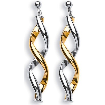 Yellow Gold & White Gold Fancy Twisted Drop Earrings