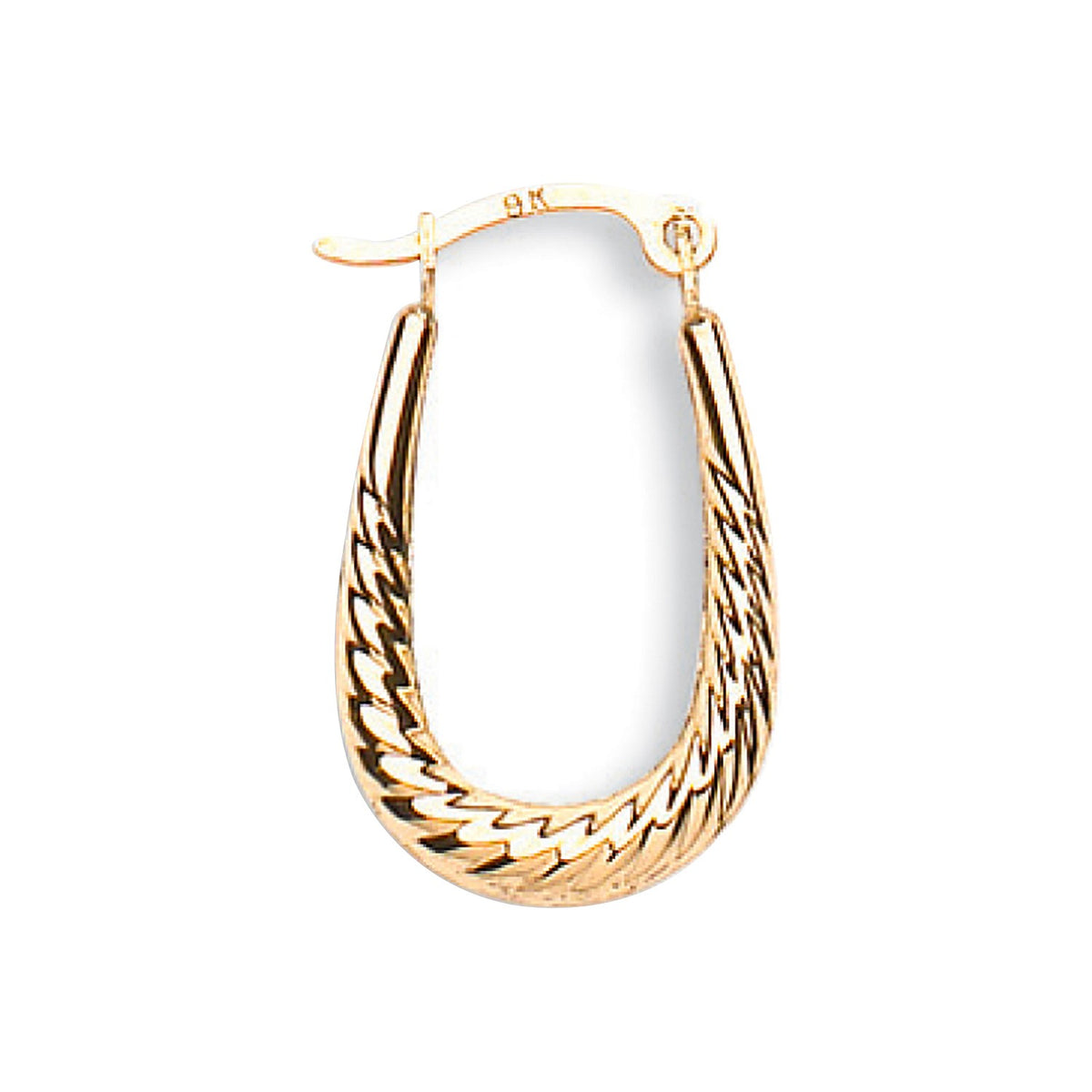 Yellow Gold Ribbed Oval Creoles