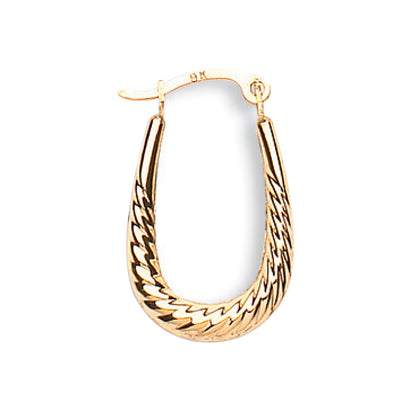 Yellow Gold Ribbed Oval Creoles