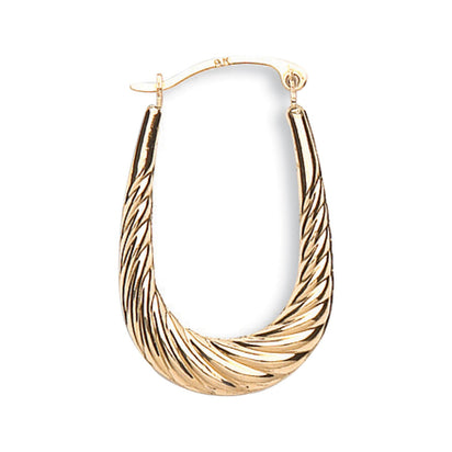 Yellow Gold Ribbed Oval Creoles