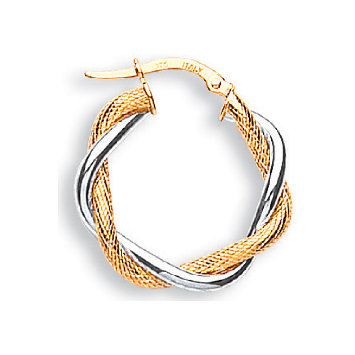 Yellow Gold &amp; White Gold Twisted Hoop Earrings
