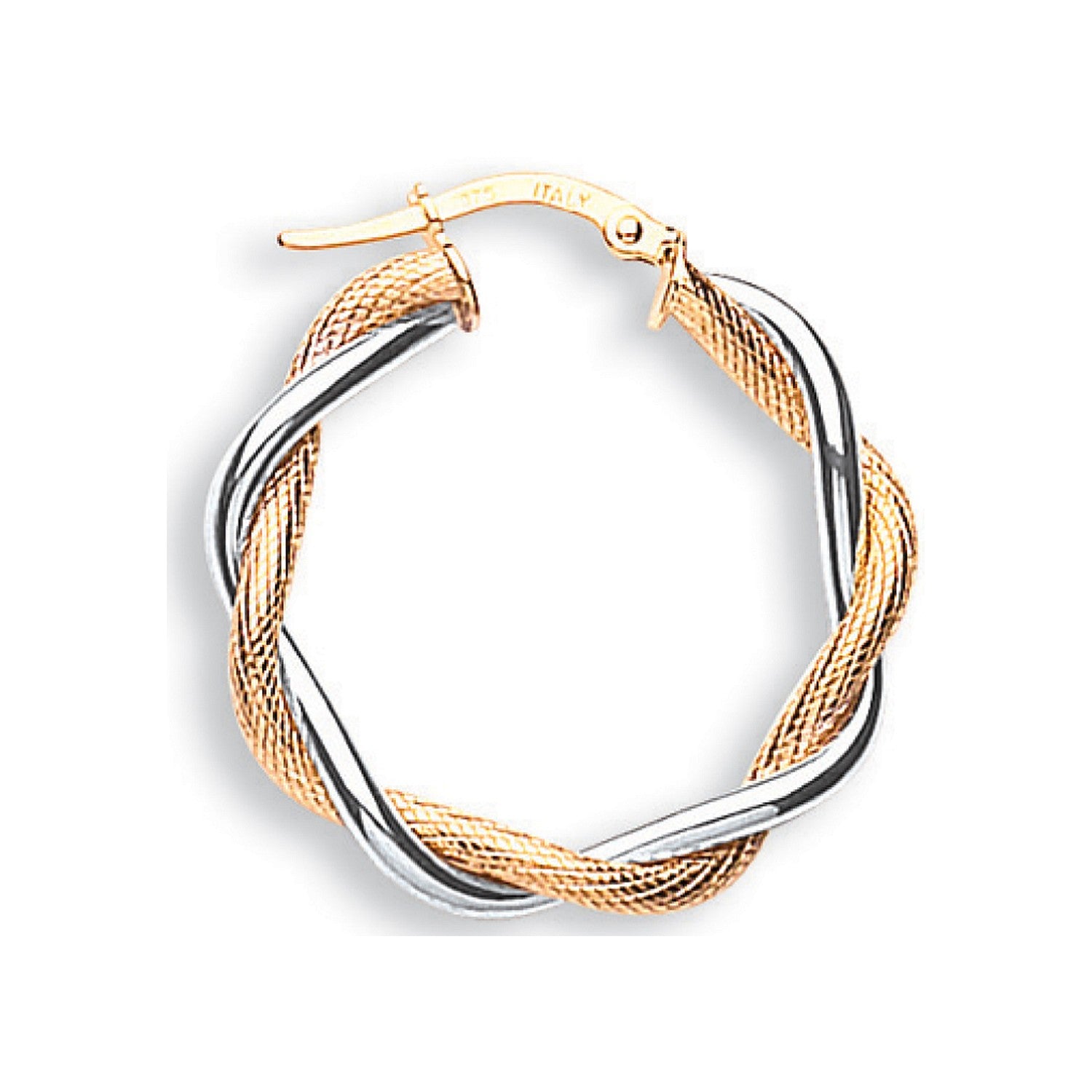 Yellow Gold & White Gold Twisted Hoop Earrings