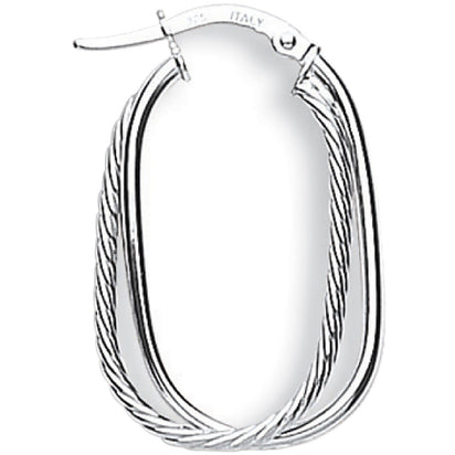 White Gold Fancy Double Hoop Earrings