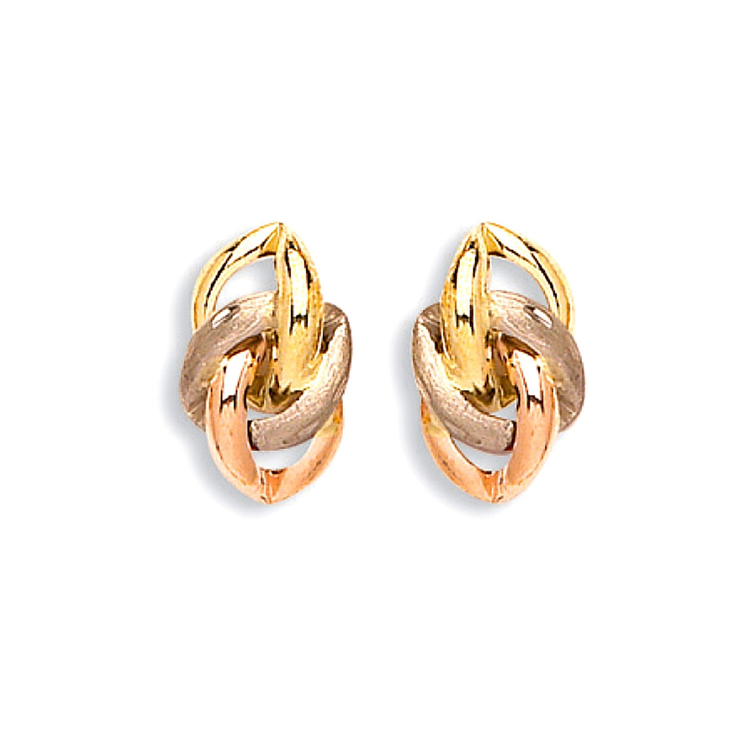 Yellow Gold  White Gold & Rose Gold Fancy Stud Earrings