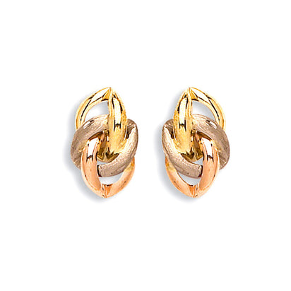 Yellow Gold  White Gold & Rose Gold Fancy Stud Earrings