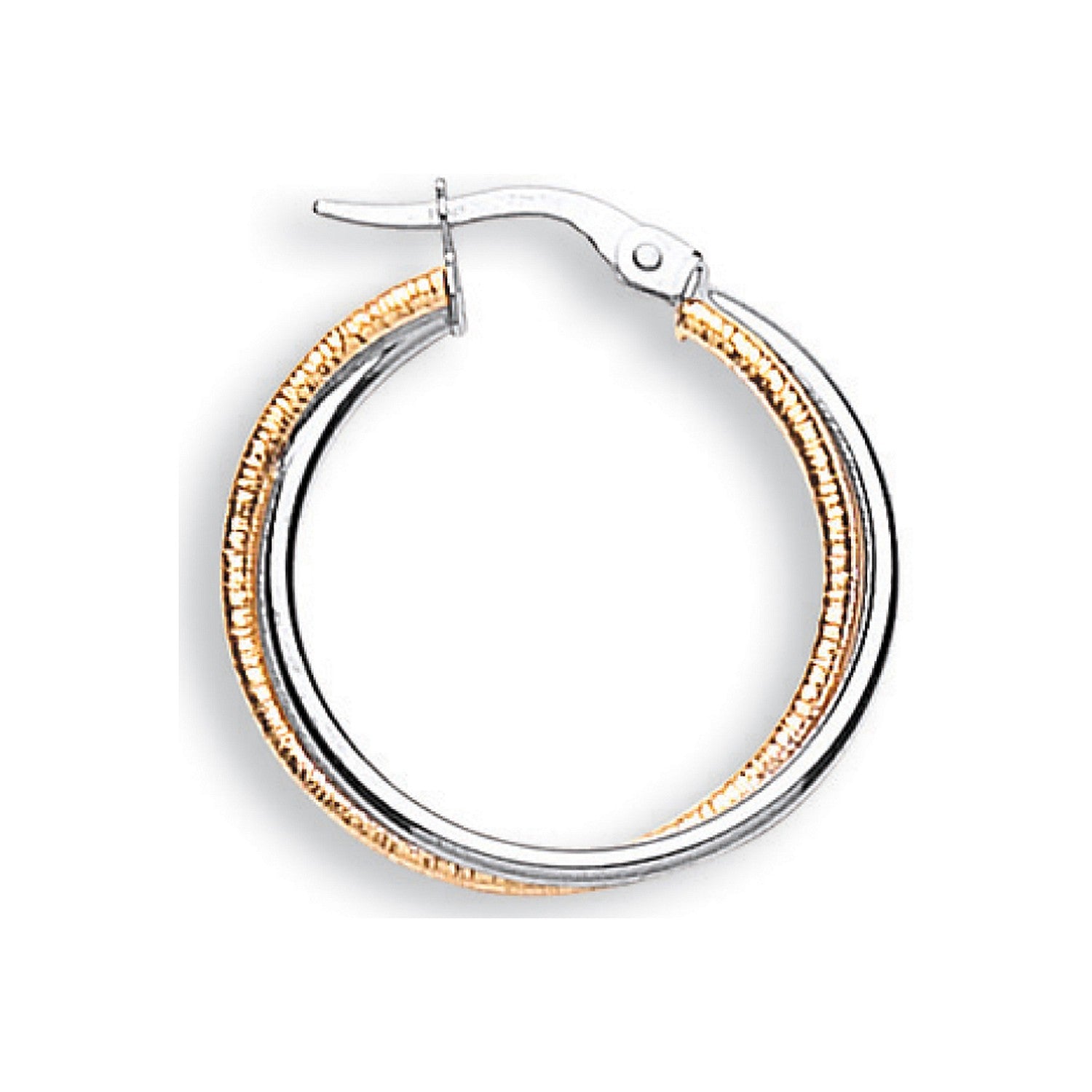 Yellow Gold & White Gold 23.8mm Double Hoop Earrings