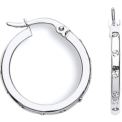White Gold Cz 19.2mm Hoop Earrings