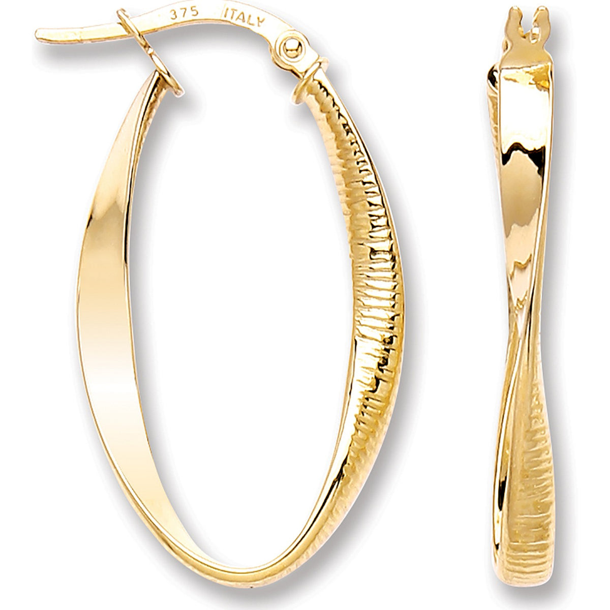 Yellow Gold Oval Twist Ribbed &amp; Plain