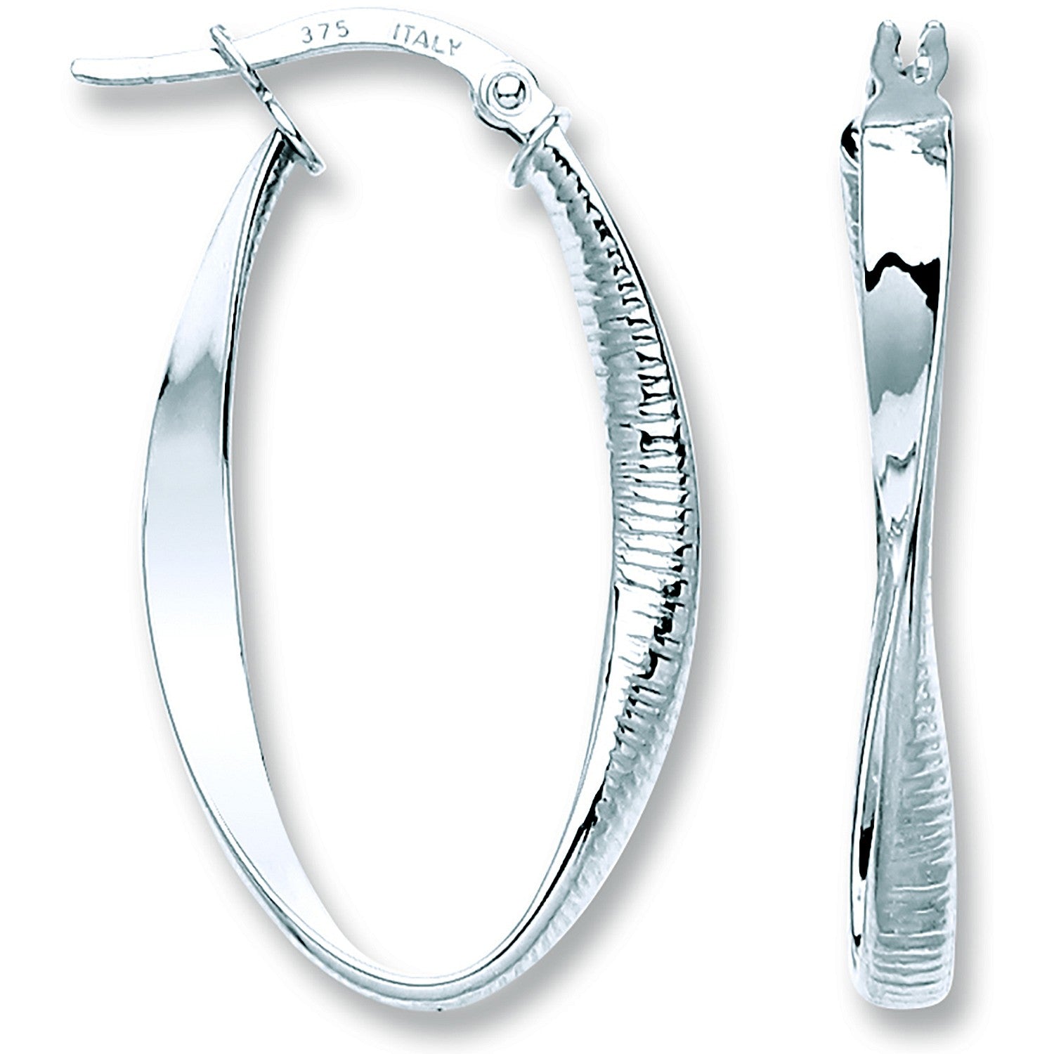 White Gold Oval Twist Ribbed & Plain