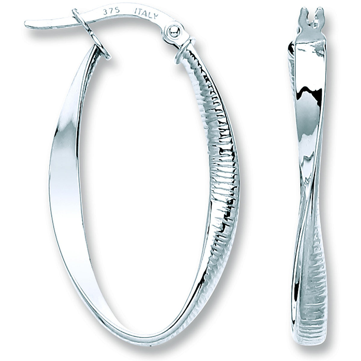 White Gold Oval Twist Ribbed &amp; Plain