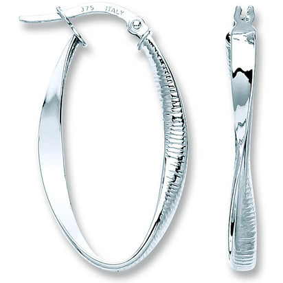 White Gold Oval Twist Ribbed & Plain