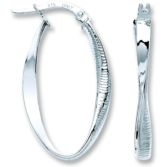 White Gold Oval Twist Ribbed & Plain