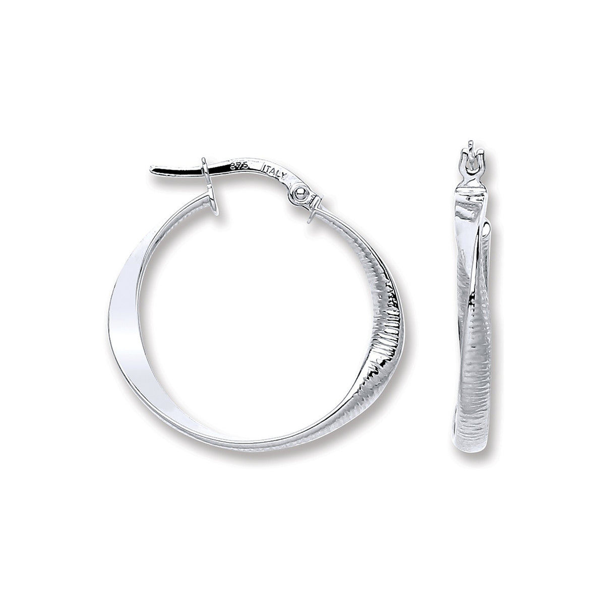 White Gold Round Twist Ribbed &amp; Plain