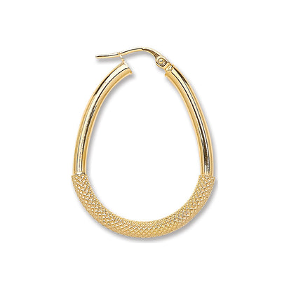 Yellow Gold Pear Shape Half Mesh Earrings