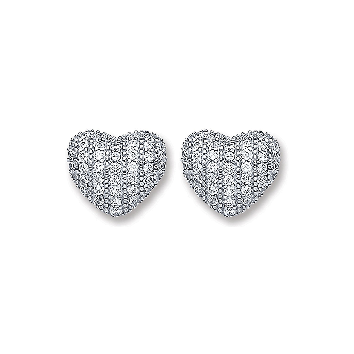 White Gold Cz Heart Stud