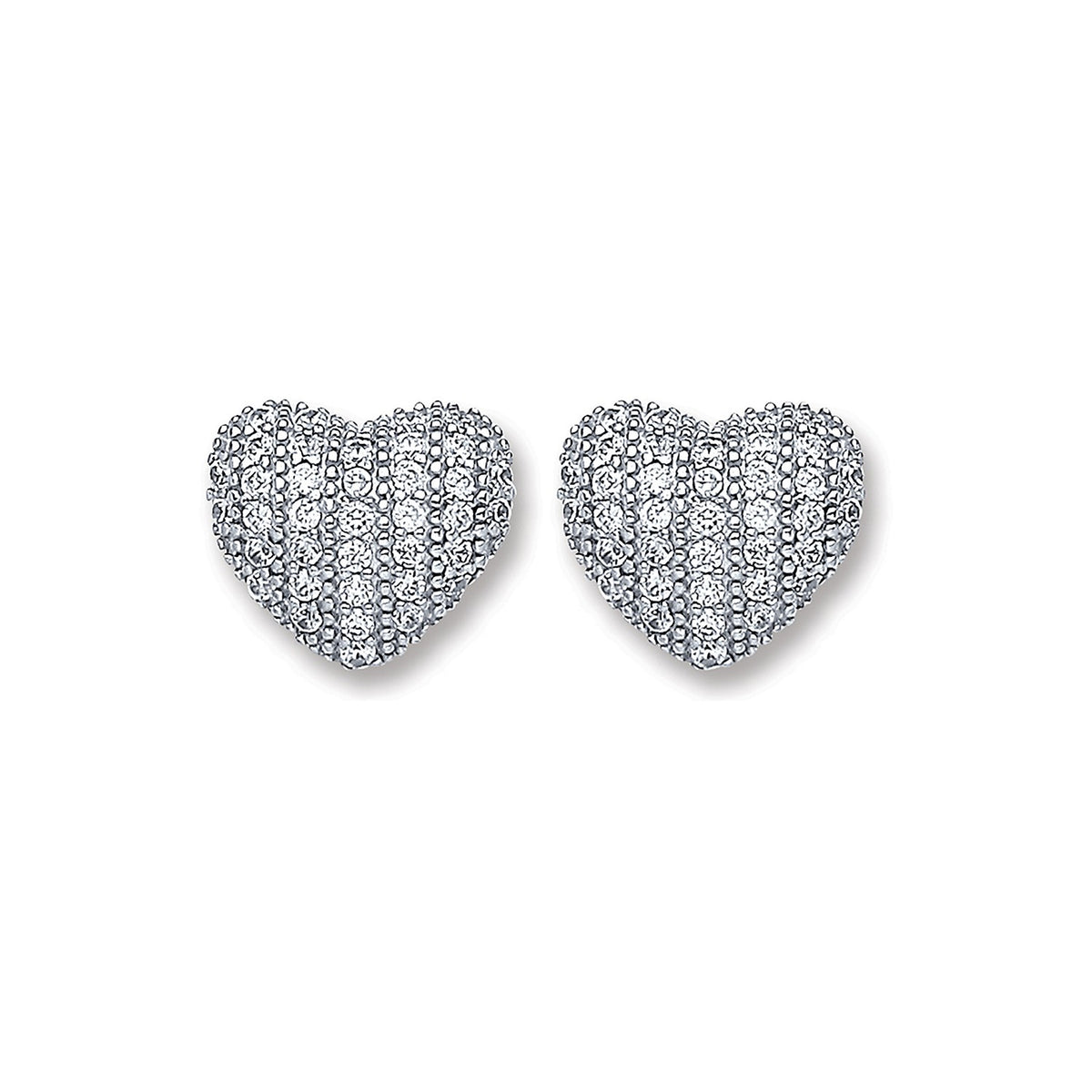 White Gold Cz Heart Stud