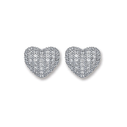 White Gold Cz Heart Stud