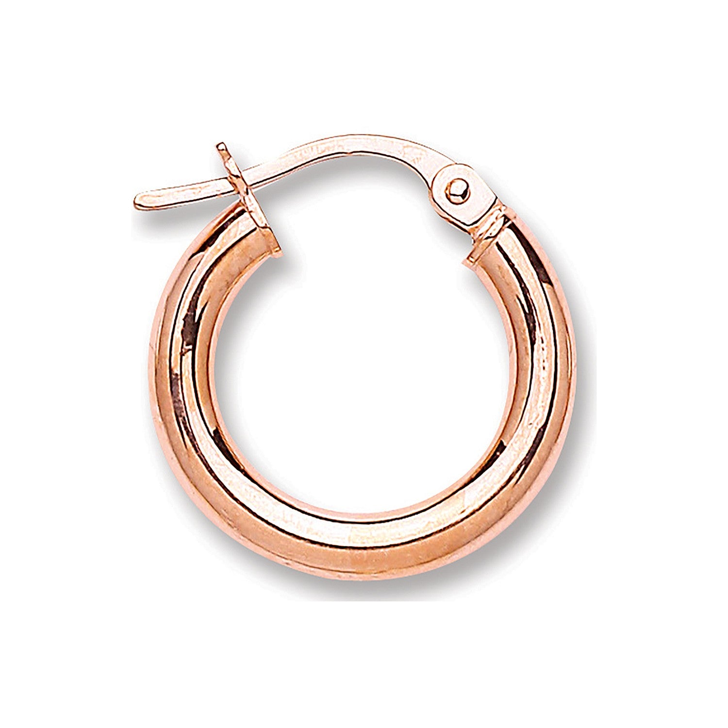 Rose Gold 15mm Round Tube Hoop Earrings