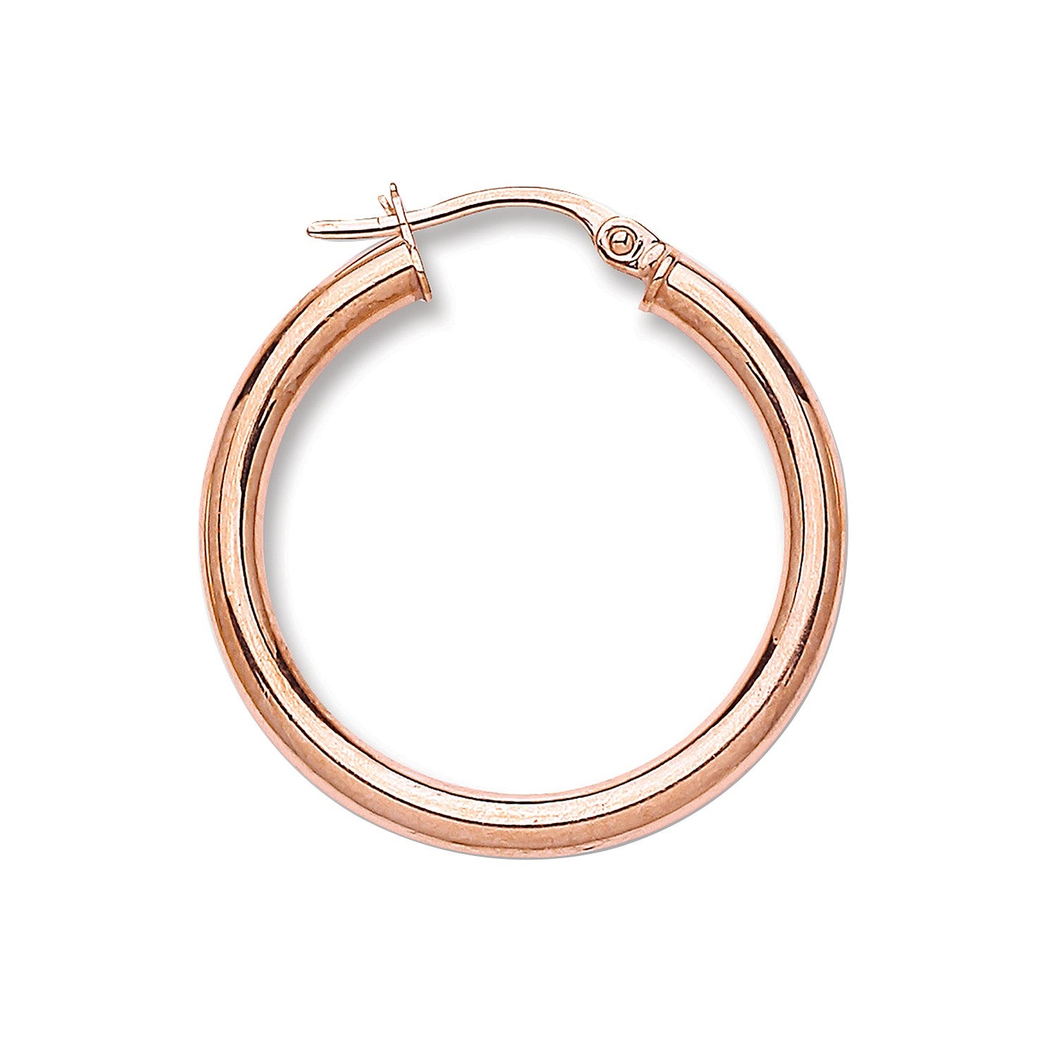 Rose Gold 25mm Round Tube Hoop Earrings