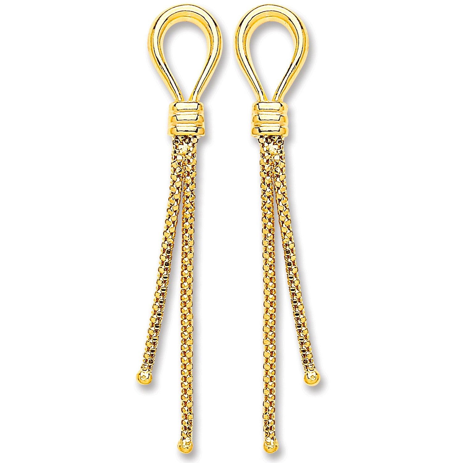 Yellow Gold Two Strand Hook Drop Earrings