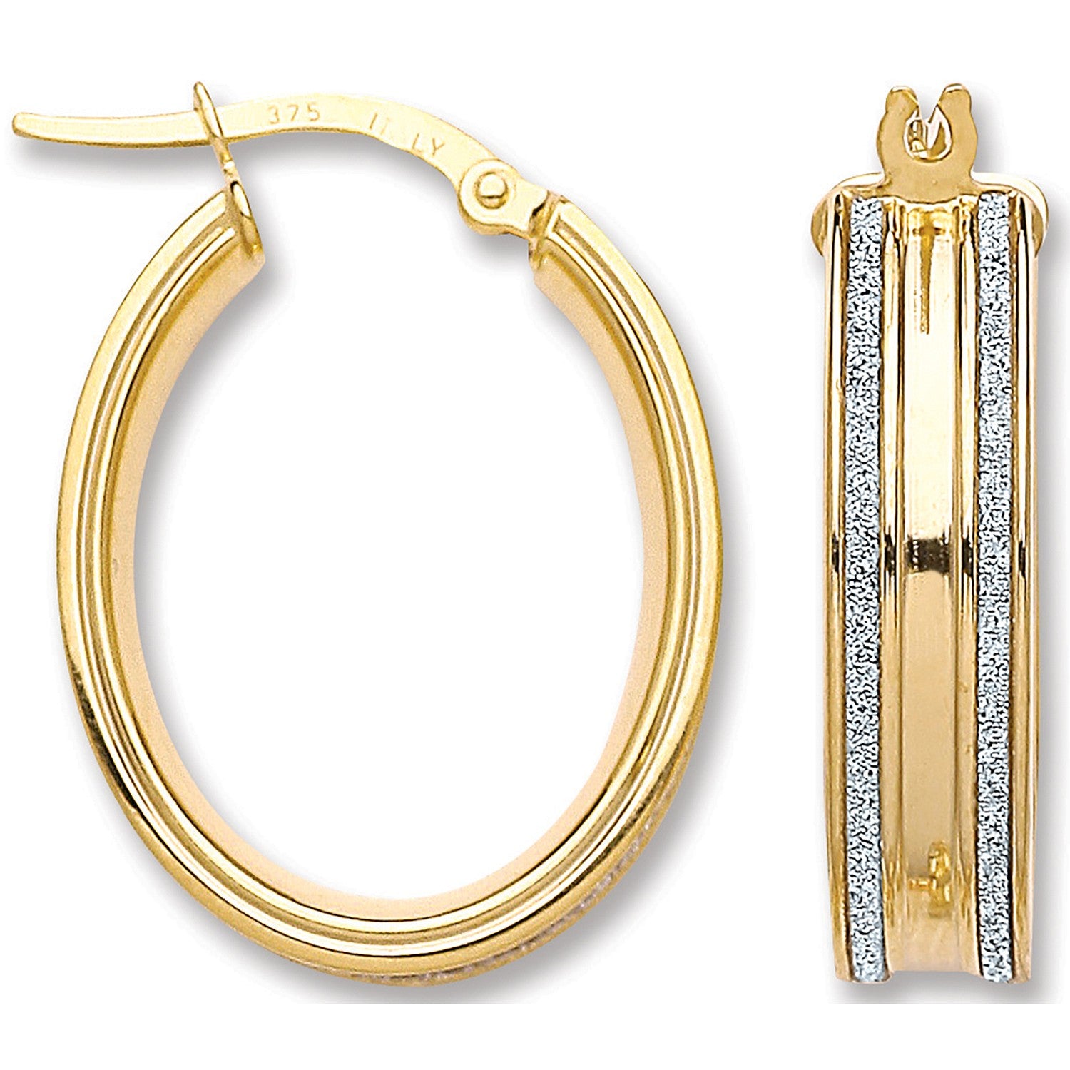 Yellow Gold Moondust Edge Hoop Earrings