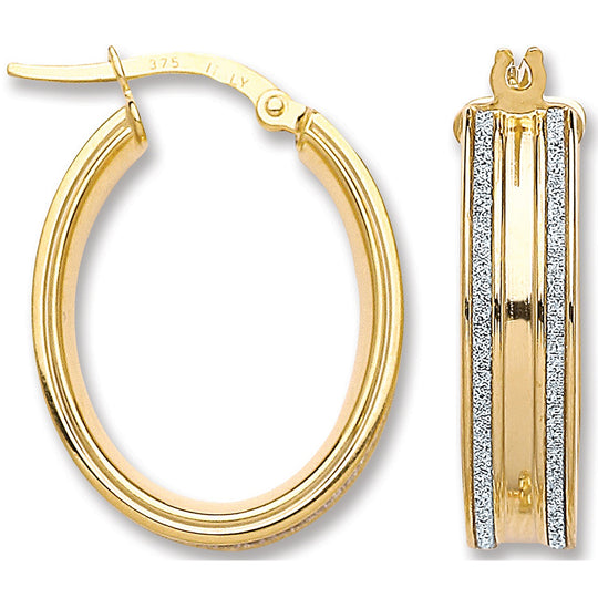 Yellow Gold Moondust Edge Hoop Earrings