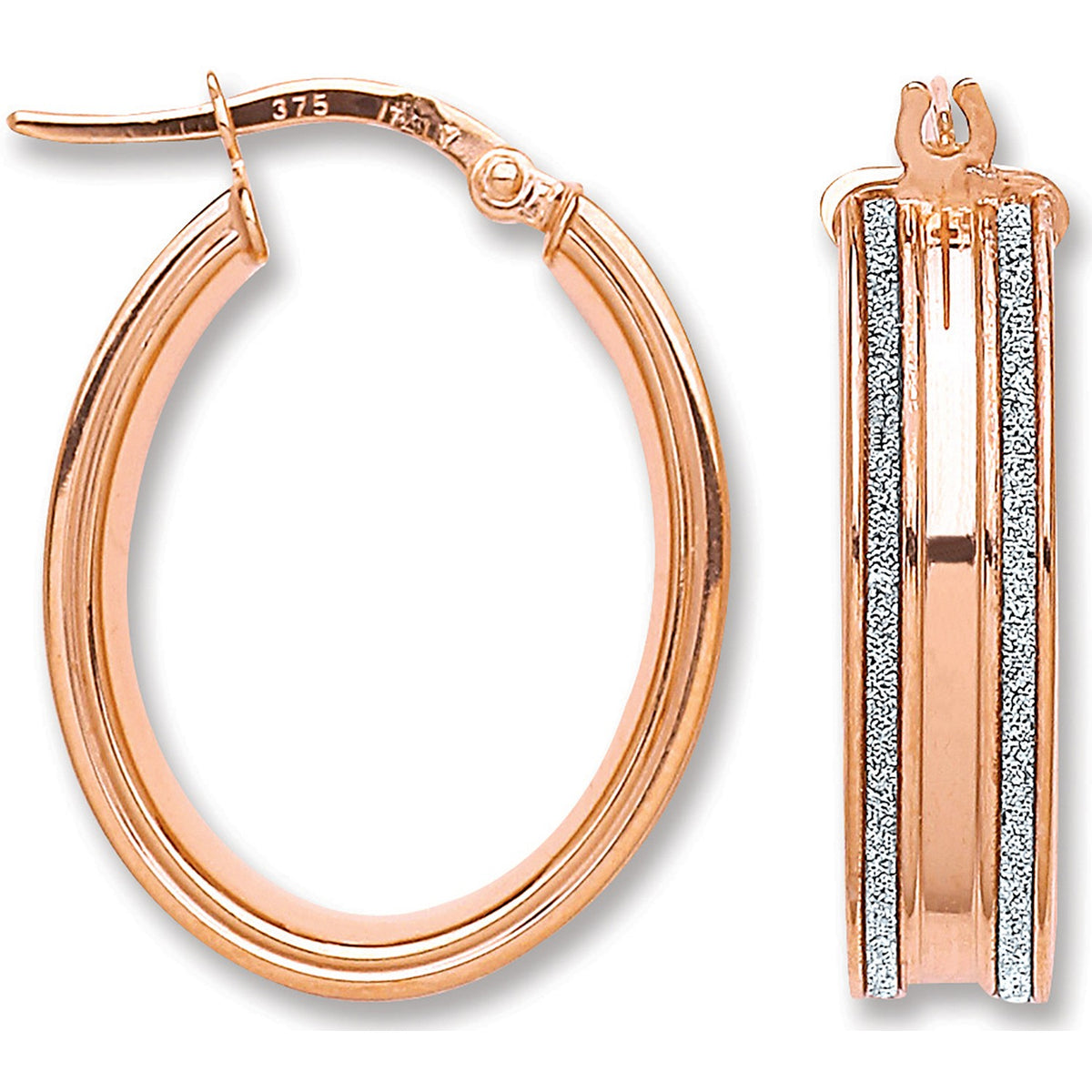 Rose Gold Moondust Edge Hoop Earrings